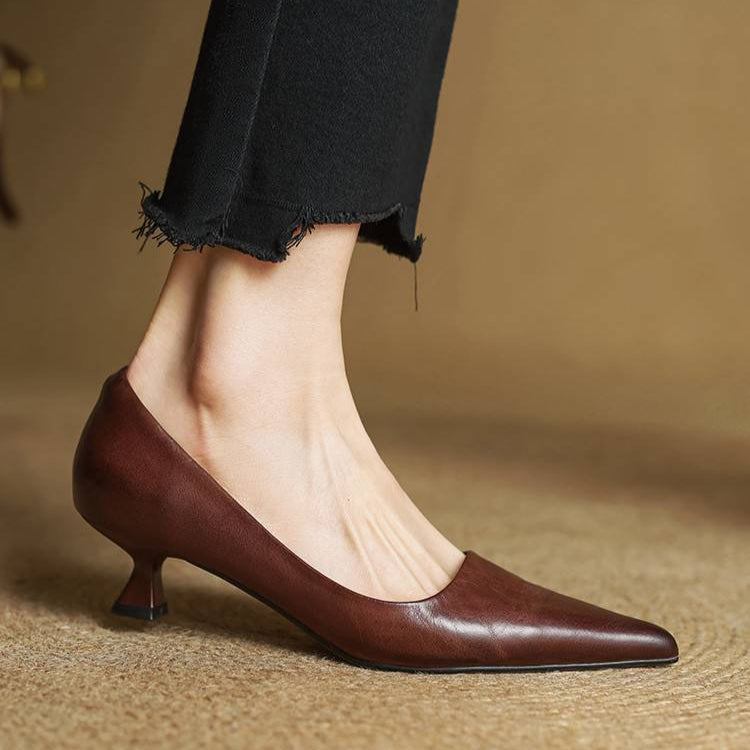Madison - Refined Pointed Toe Leather Pumps