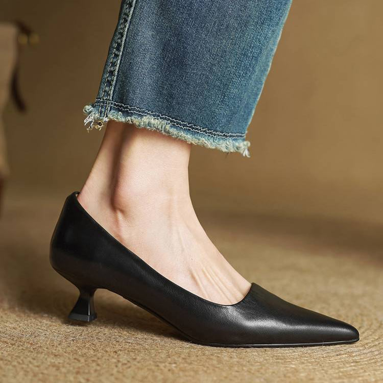 Madison - Refined Pointed Toe Leather Pumps