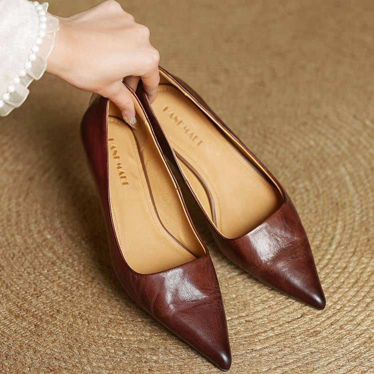 Madison - Refined Pointed Toe Leather Pumps