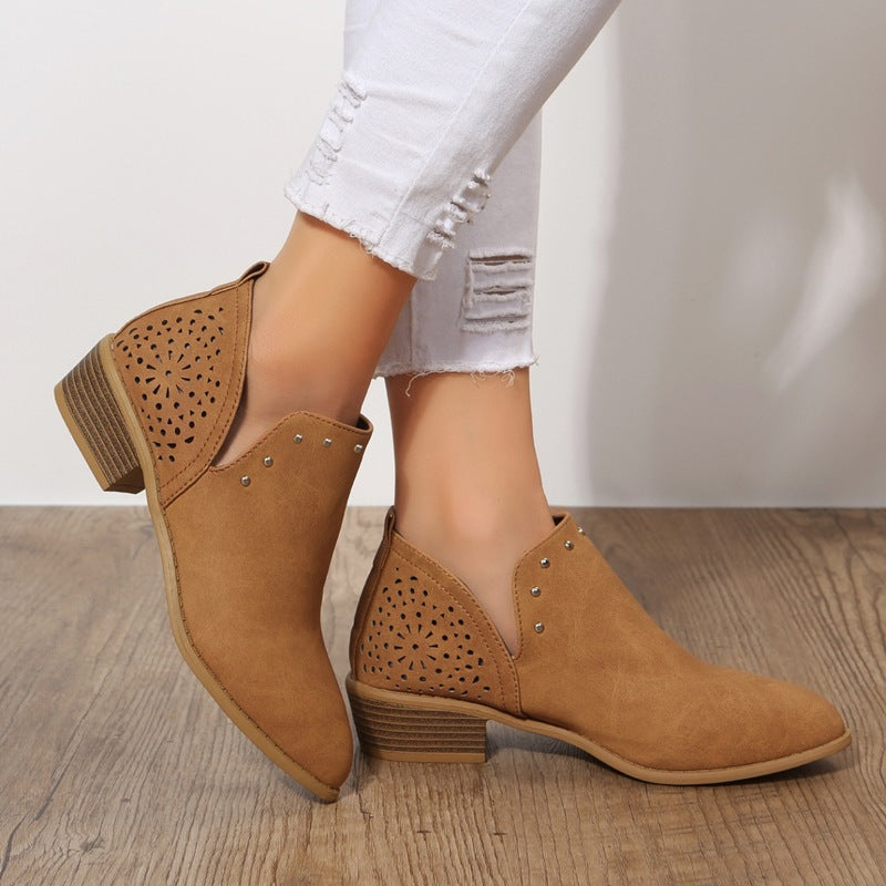 Ella - Low Cut Perforated Ankle Boot