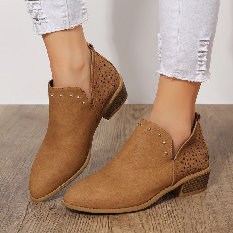 Ella - Low Cut Perforated Ankle Boot