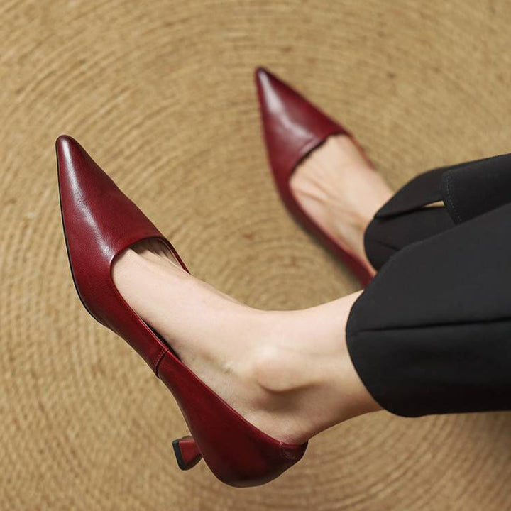 Madison - Refined Pointed Toe Leather Pumps