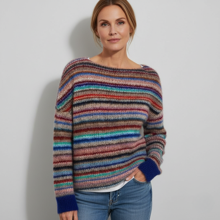 Cathy - Retro Icelandic Striped Wool Knit