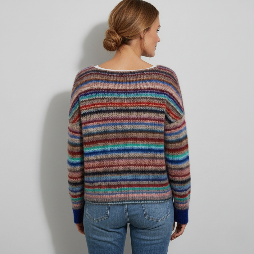 Cathy - Retro Icelandic Striped Wool Knit