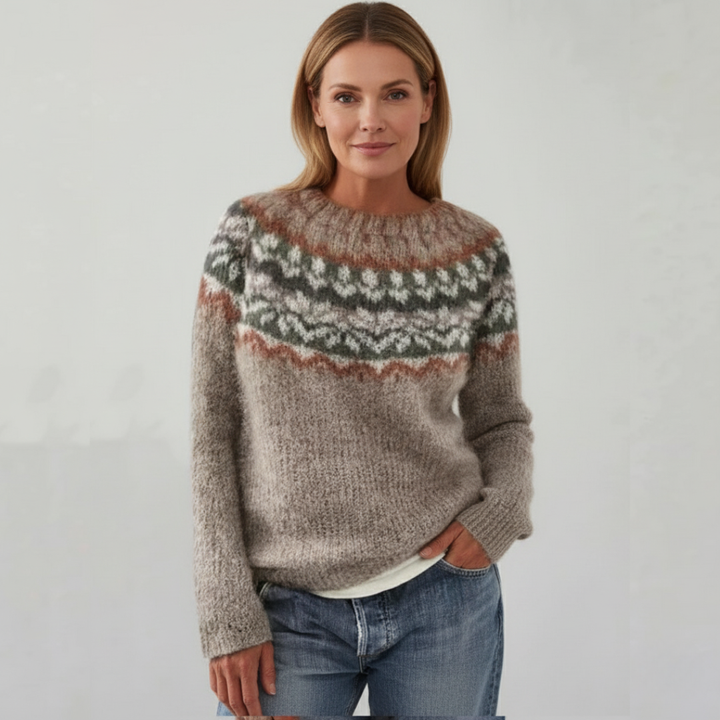 Lori - Classic Nordic Chevron Knit Sweater