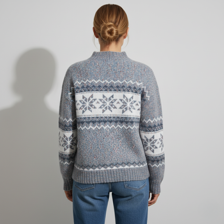 Denise - Arctic Blue Snowflake Knit for Winter Warmth