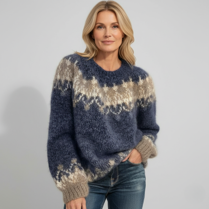 Teresa - Vintage Icelandic Pattern Knit Sweater