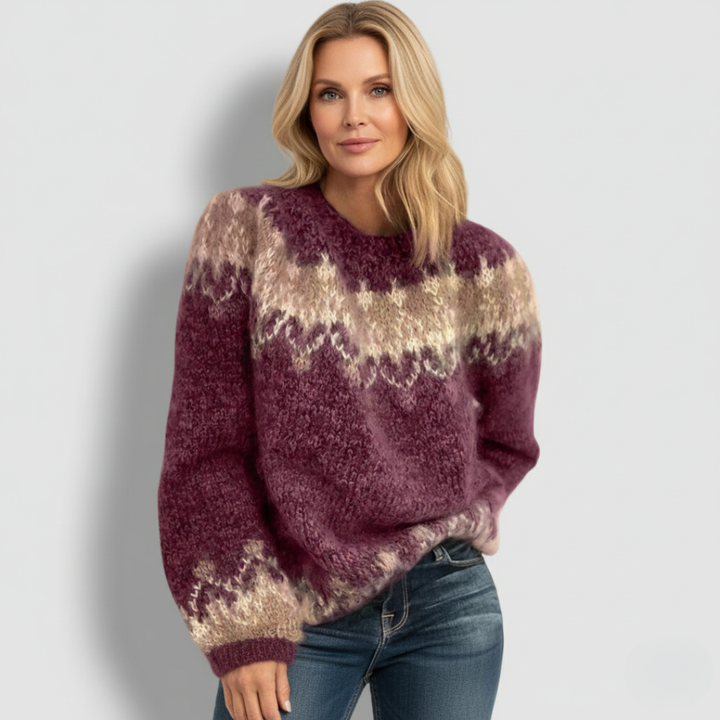 Rebecca - Vintage Icelandic Pattern Knit Sweater