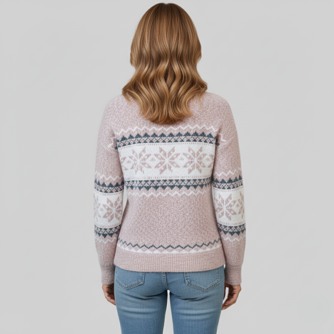 Gloria - Arctic Blue Snowflake Knit for Winter Warmth