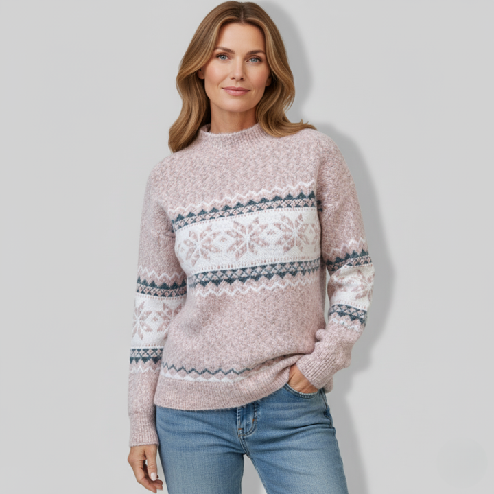 Gloria - Arctic Blue Snowflake Knit for Winter Warmth