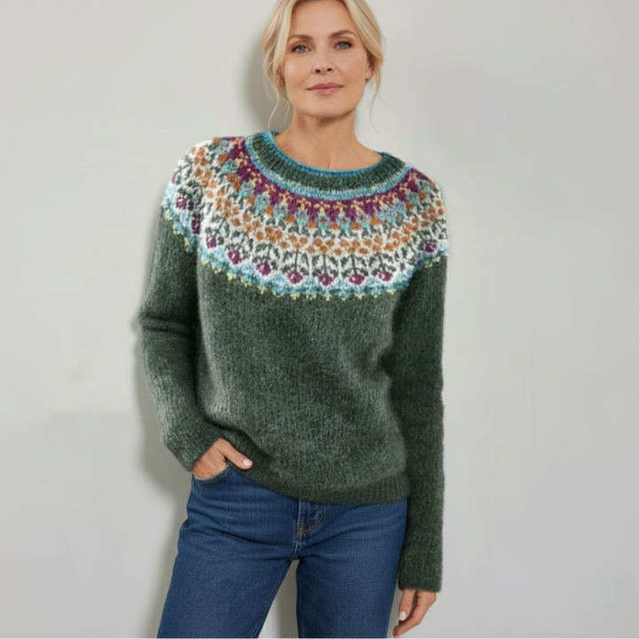 Joyce - Icelandic Bloom Yoke Knit Sweater