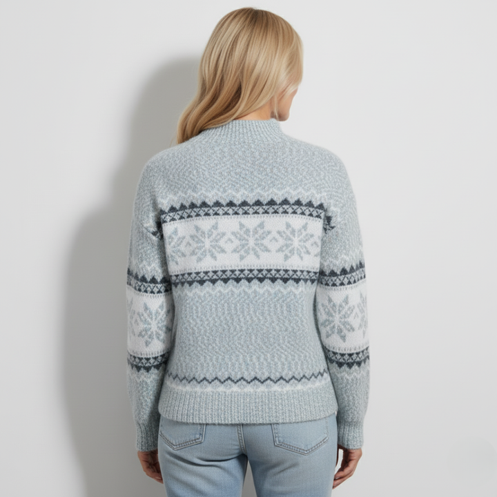 Valerie - Arctic Blue Snowflake Knit for Winter Warmth