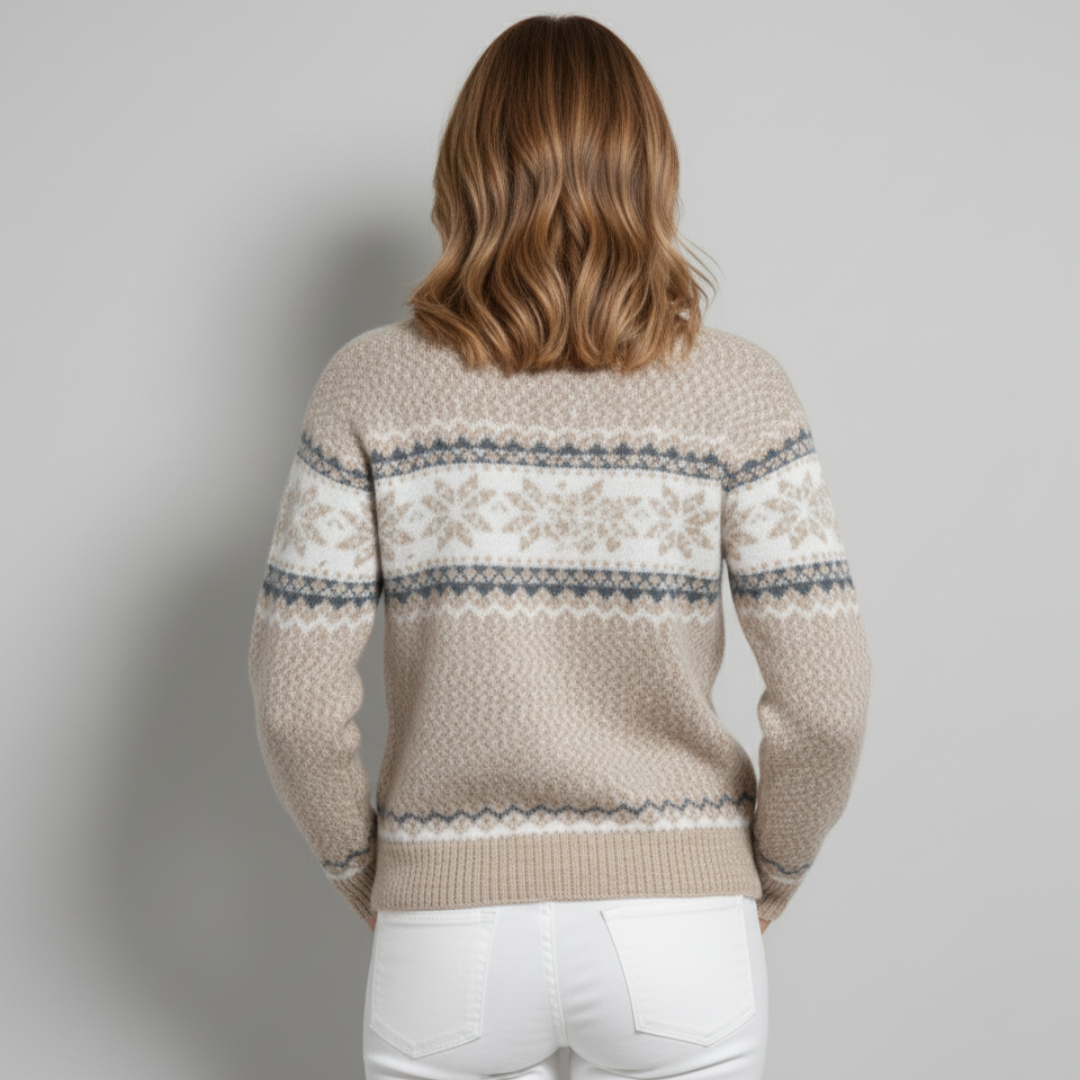 Elaine - Arctic Blue Snowflake Knit for Winter Warmth