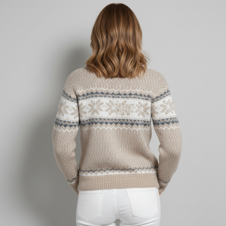 Elaine - Arctic Blue Snowflake Knit for Winter Warmth