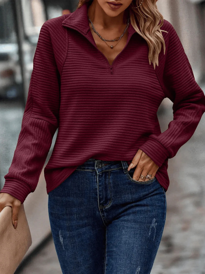 Leona - Ribbed half-zip sweater