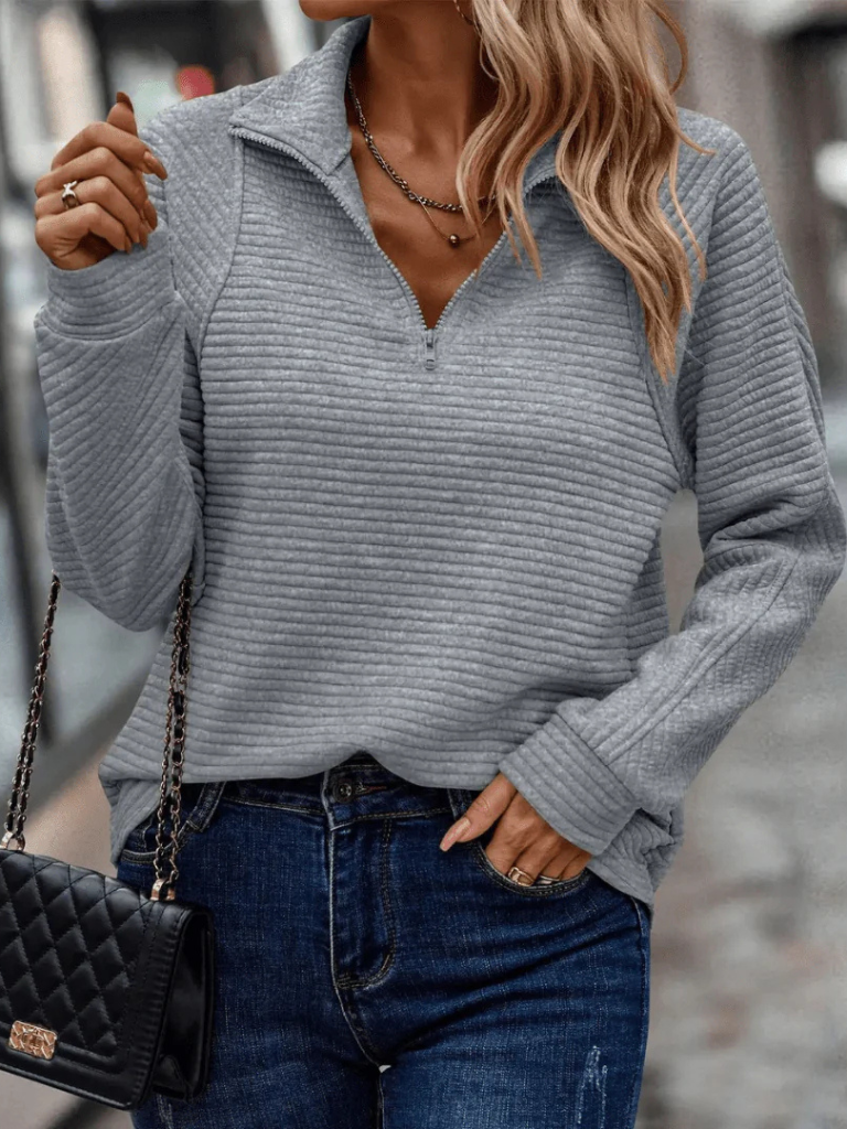 Leona - Ribbed half-zip sweater