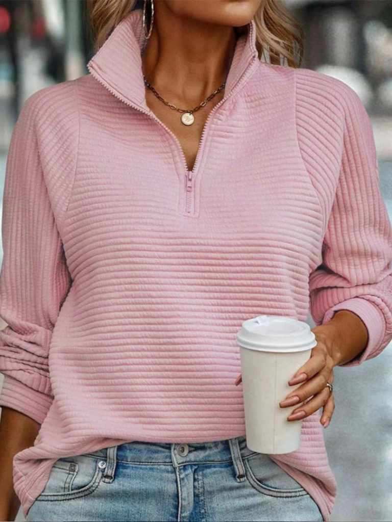 Leona - Ribbed half-zip sweater