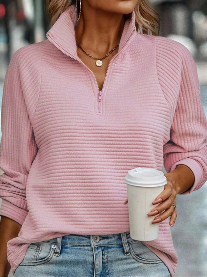 Leona - Ribbed half-zip sweater