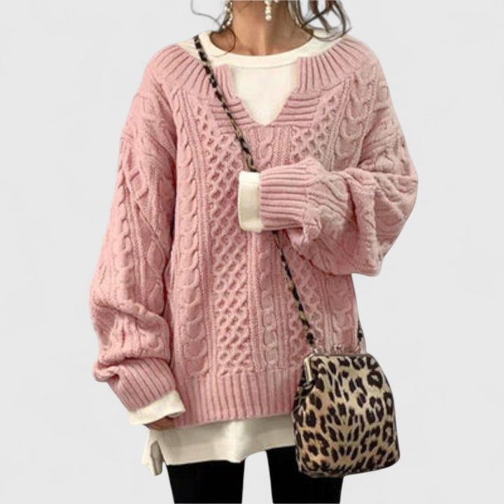 Eliza - Oversized Knit Sweater with Cable Pattern