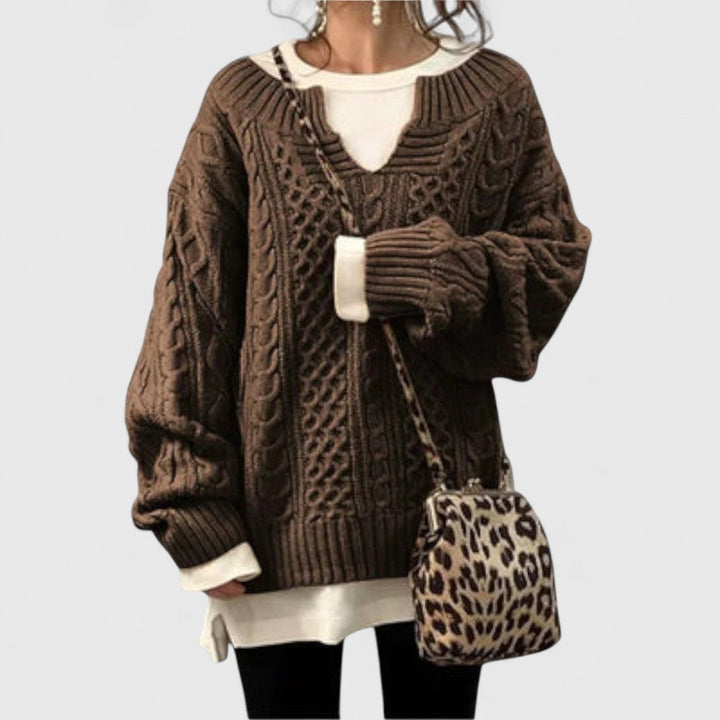 Eliza - Oversized Knit Sweater with Cable Pattern