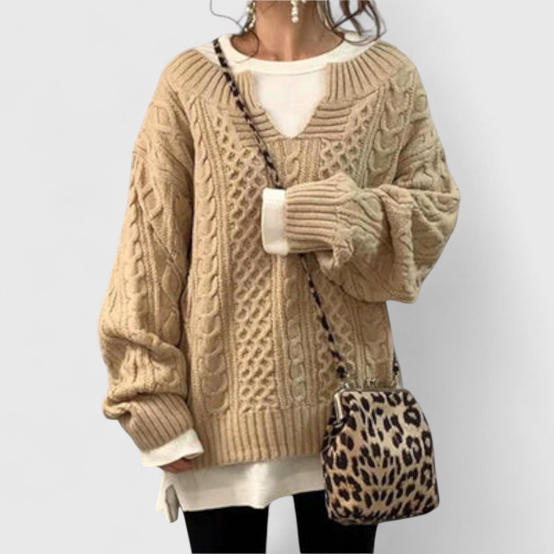 Eliza - Oversized Knit Sweater with Cable Pattern