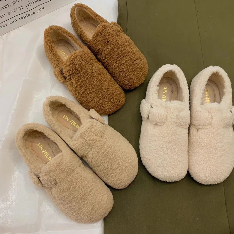 Amelia - Wool & Plush Mary Jane Flats
