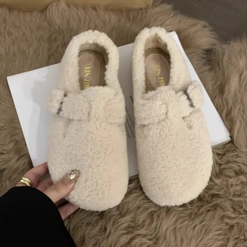 Amelia - Wool & Plush Mary Jane Flats