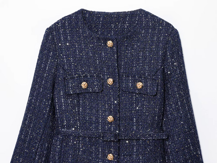 Naomi - Gold Button Round Neck Jacket