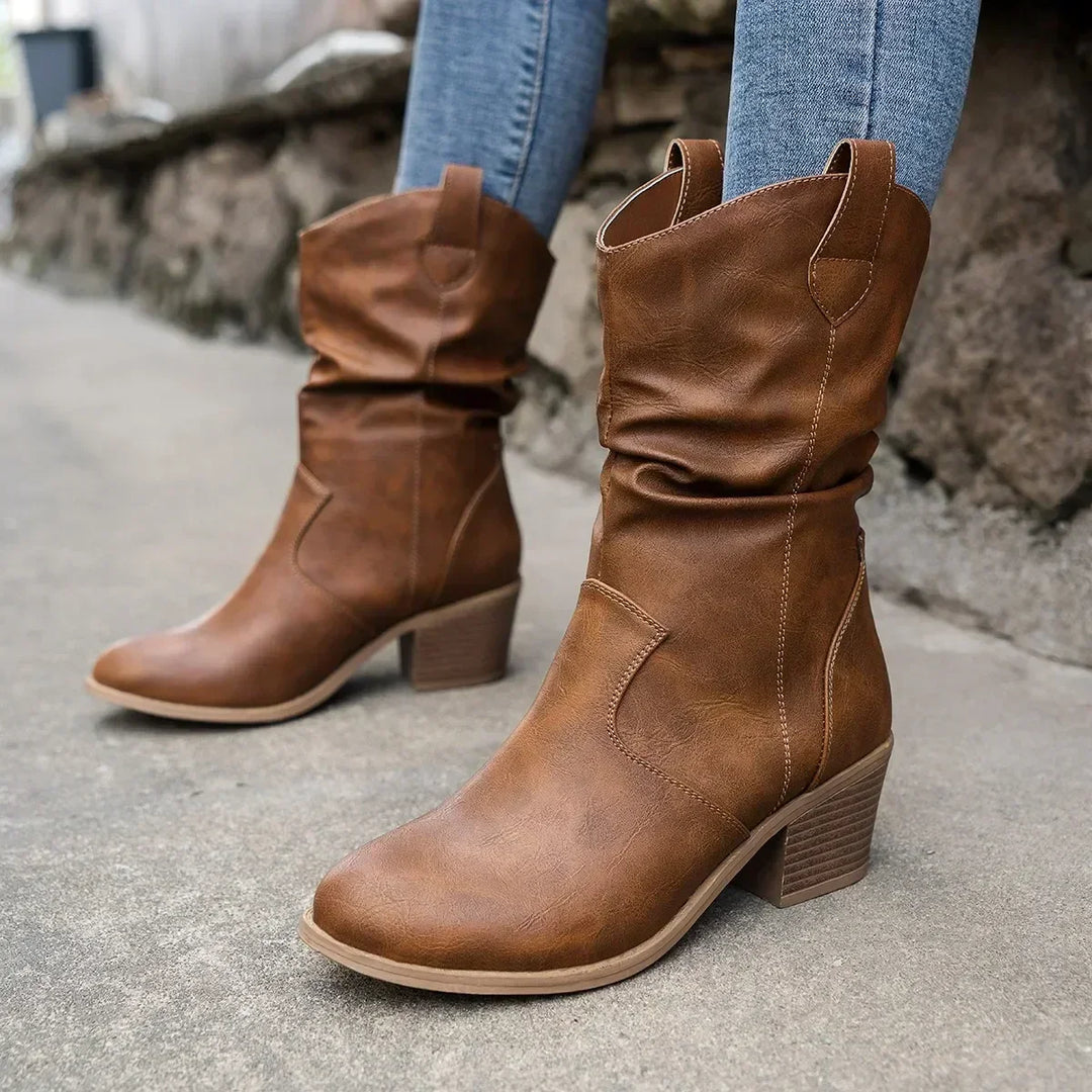 Zara - Classic Mid-Calf Western Boots