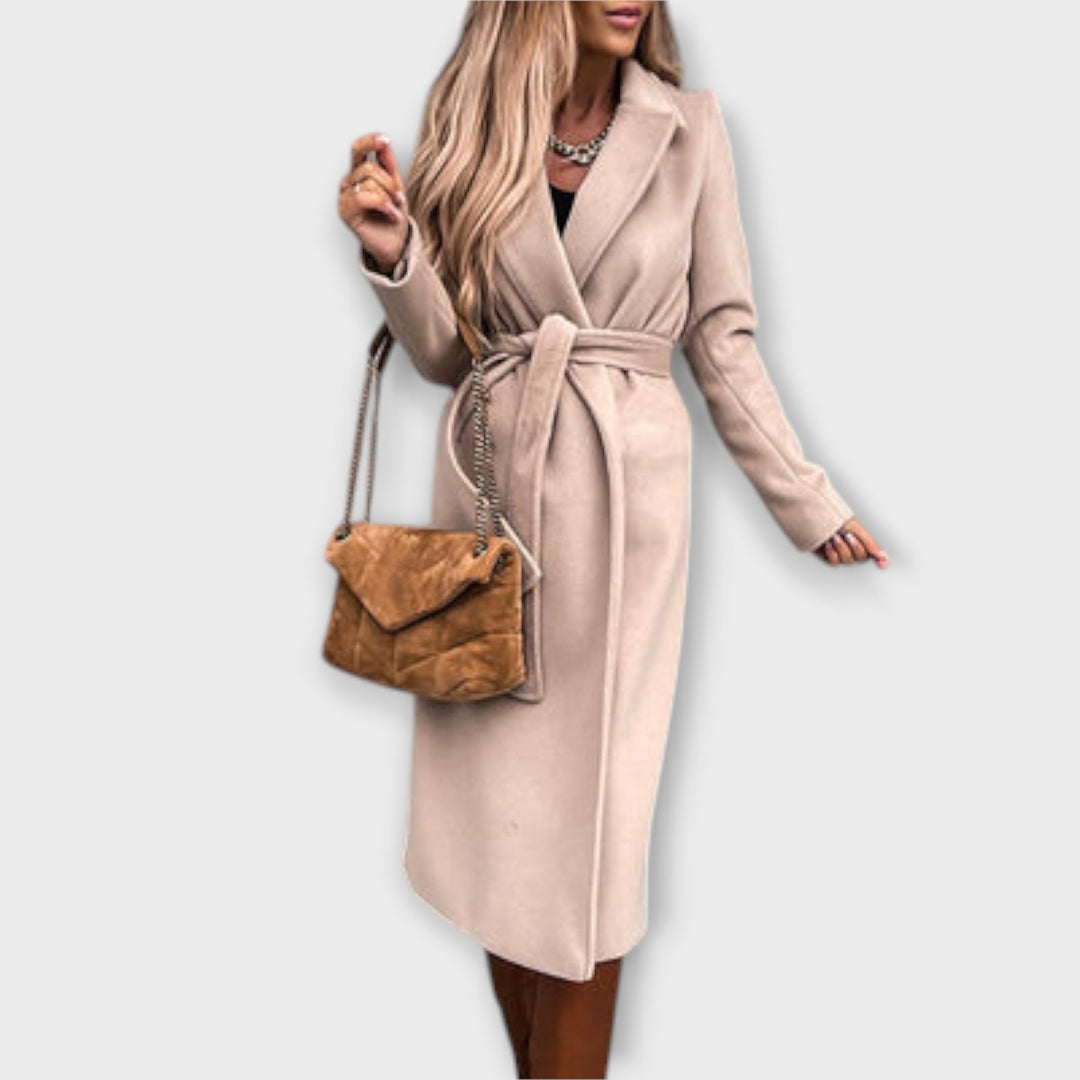 Alina - Chic Belted Long Coat