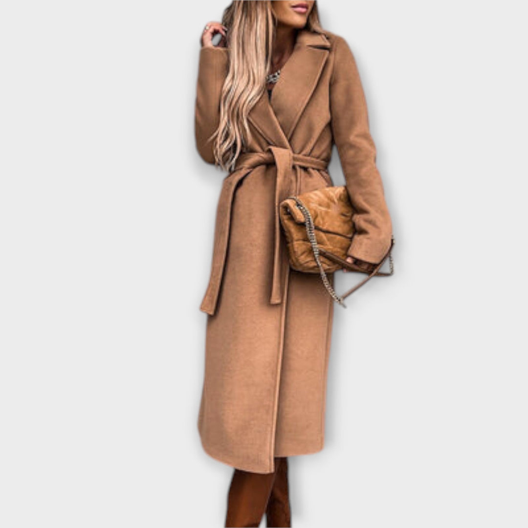 Alina - Chic Belted Long Coat