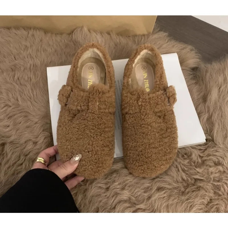 Amelia - Wool & Plush Mary Jane Flats