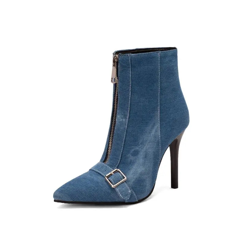Colette - Denim Buckle Bootie