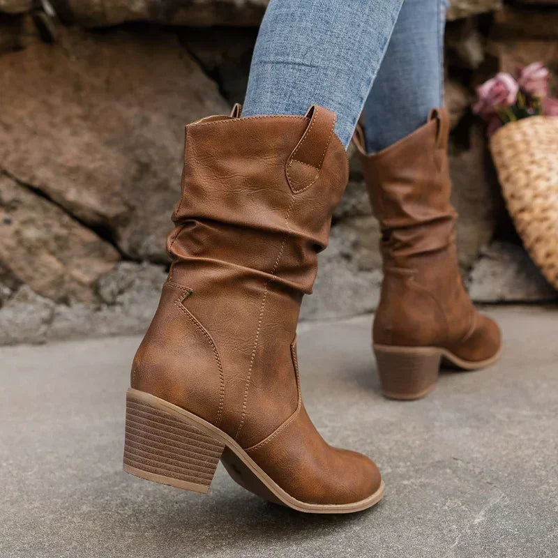 Zara - Classic Mid-Calf Western Boots