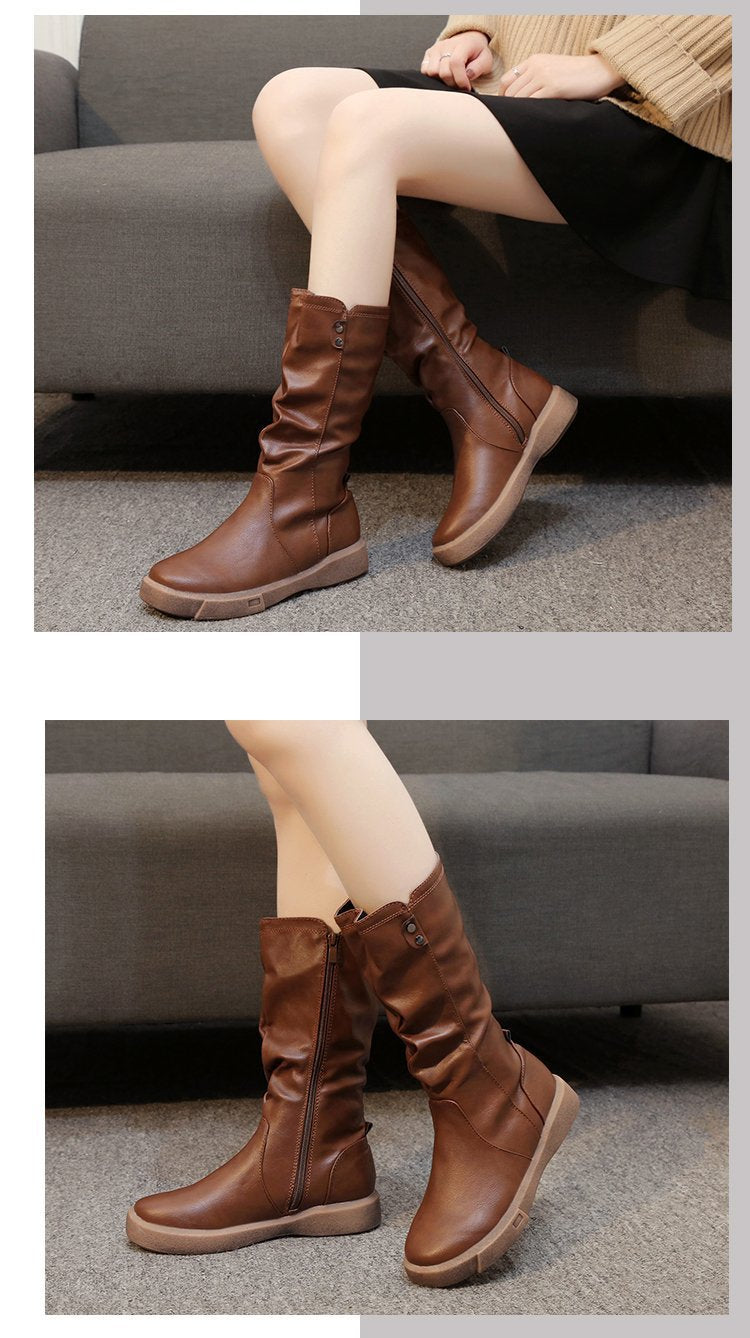 Vanessa - Waterproof Vegan Leather Boots with Zipper