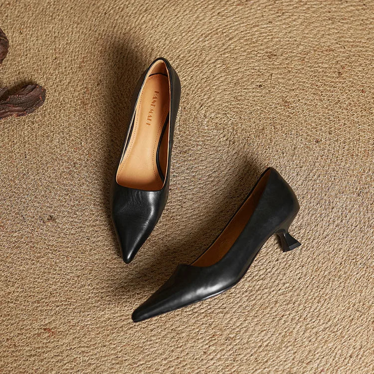 Madison - Refined Pointed Toe Leather Pumps