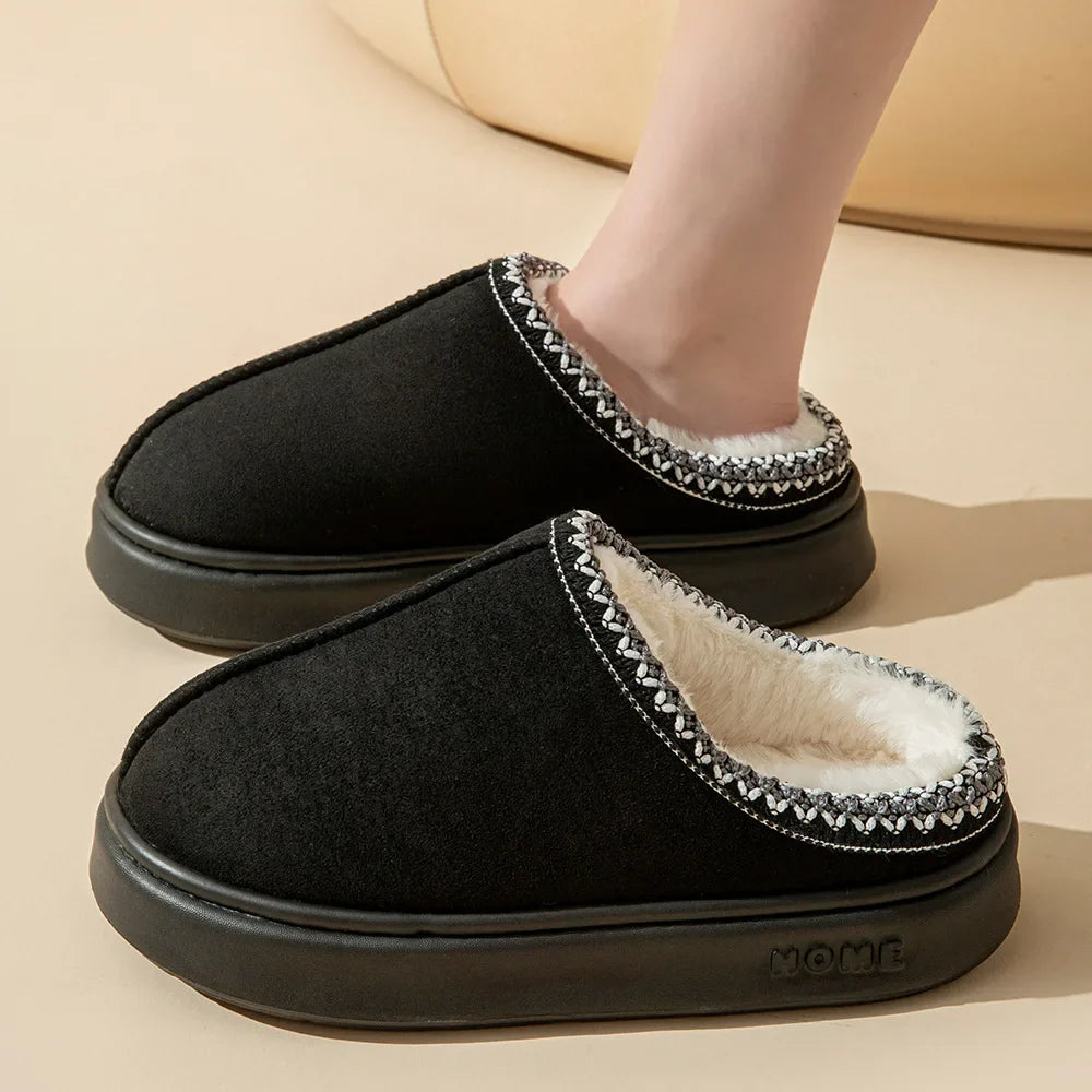 Freya - Chic Fluffy Platform Slides
