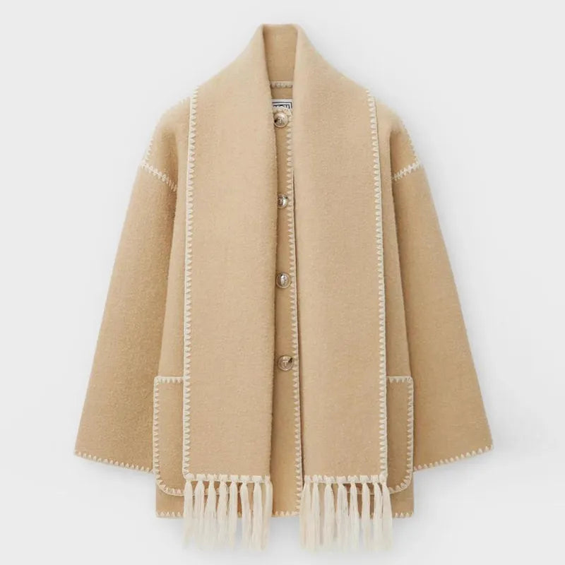 Seren - Fringed Jacket with Scarf