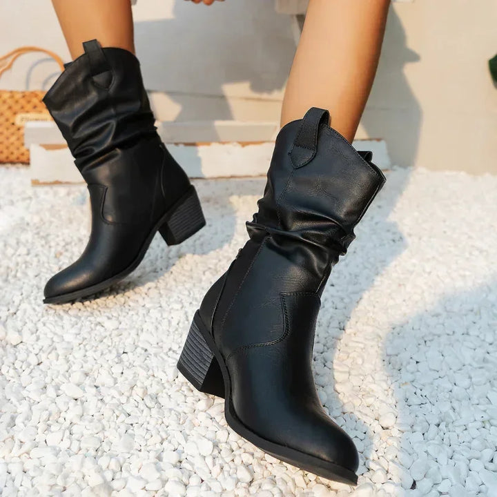 Zara - Classic Mid-Calf Western Boots