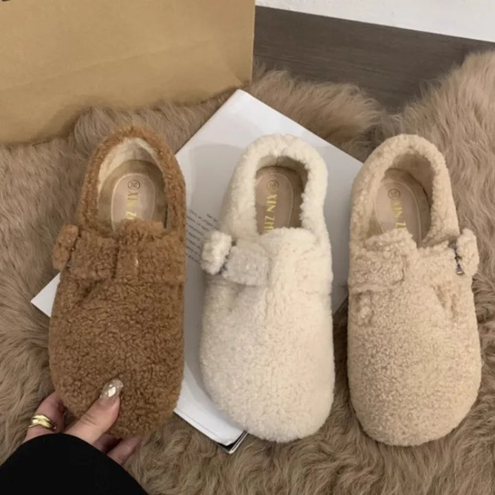 Amelia - Wool & Plush Mary Jane Flats