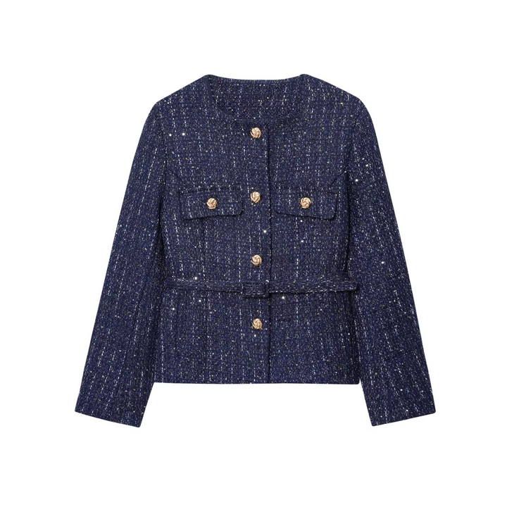 Naomi - Gold Button Round Neck Jacket