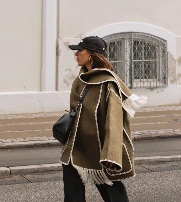 Seren - Fringed Jacket with Scarf