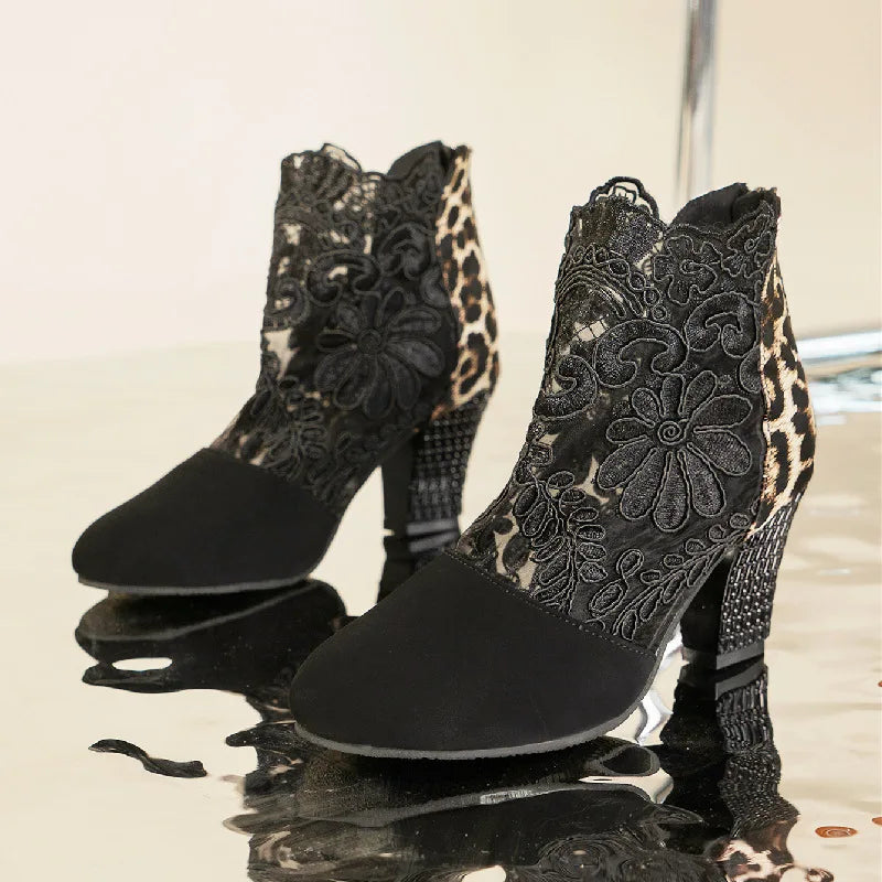 Zahara - Elegant Lacy High Heels Mesh Boots