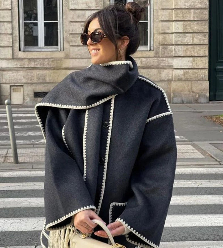 Seren - Fringed Jacket with Scarf