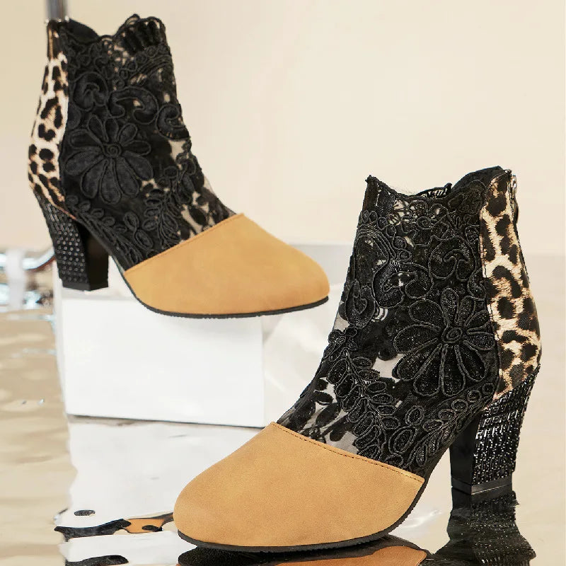 Holly - Elegant Lacy High Heels Mesh Boots