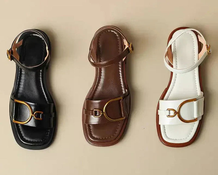 Ines - Buckled Flat Sandals