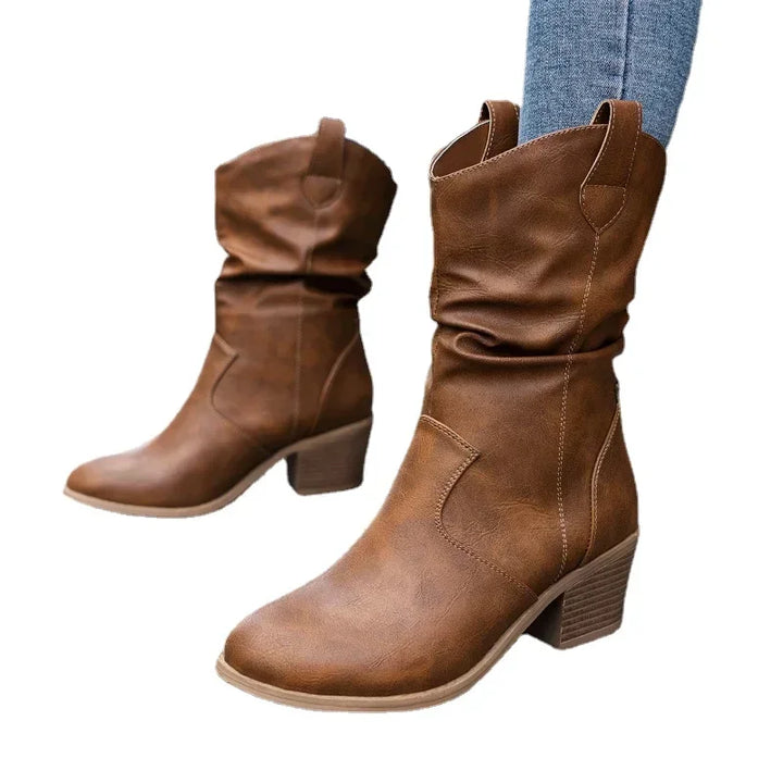 Zara - Classic Mid-Calf Western Boots