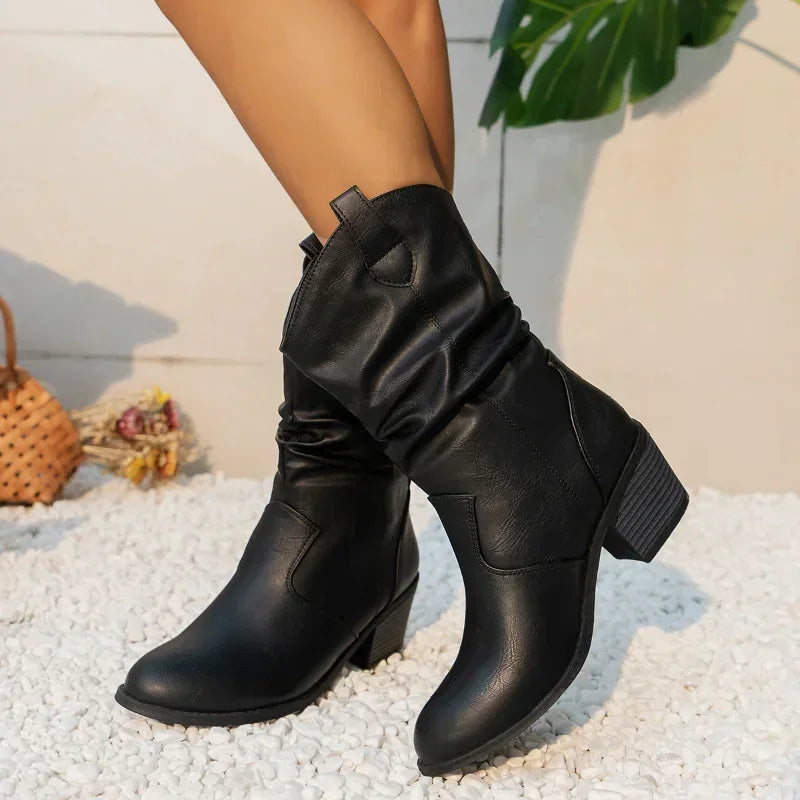 Zara - Classic Mid-Calf Western Boots
