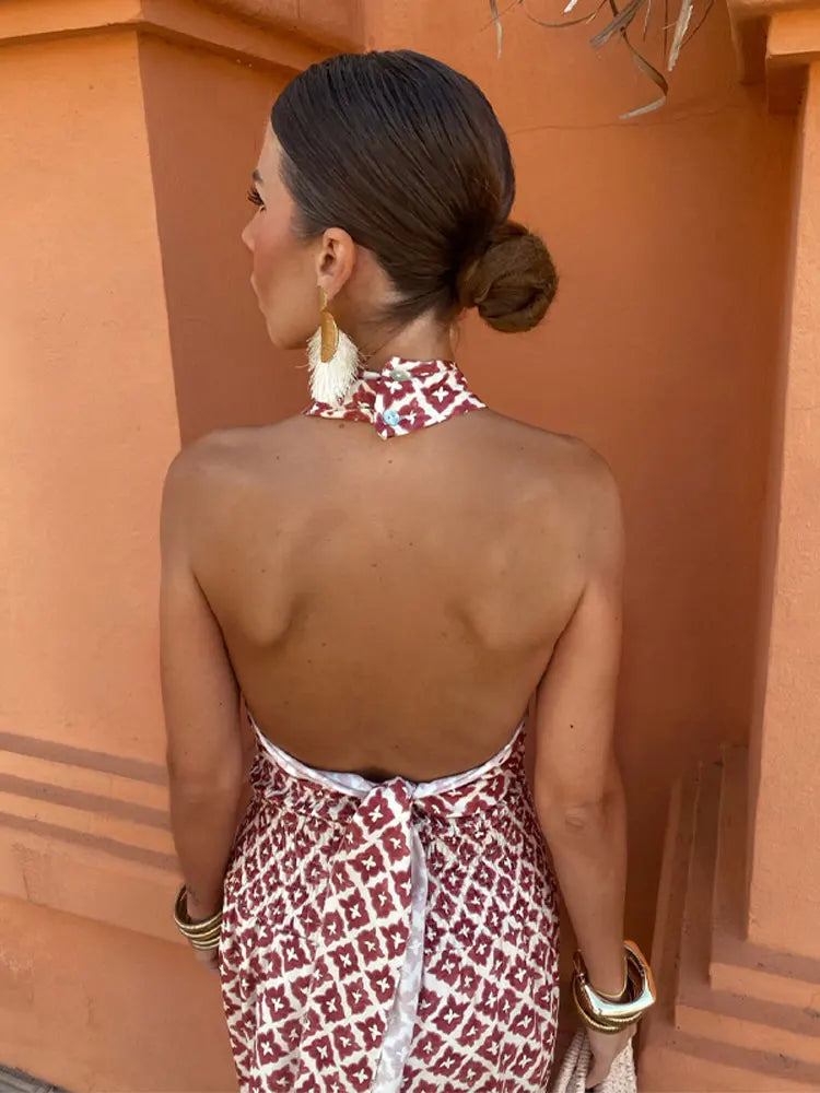 Mickay - Elegant Draped Midi Dress with Off-the-Shoulder Design