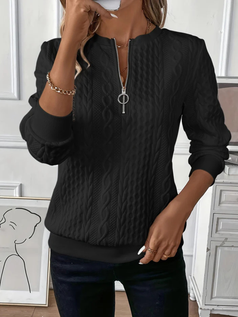 Romina - Cable knit zip sweater